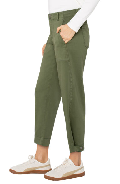 Liverpool Utility Crop with Tab Hem- Forest Shade . Liverpool Style: LM7949L12 Side