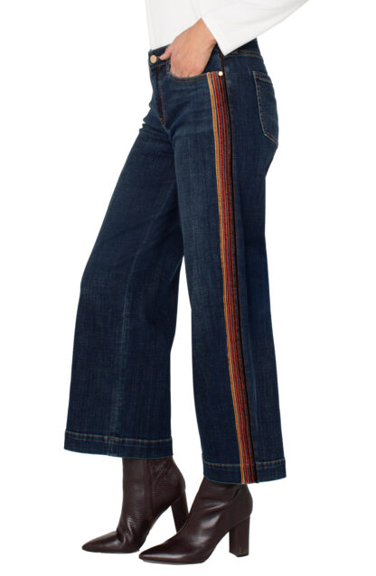 Liverpool Stride Wide Leg with Velvet Trim- Eastmoor .  Liverpool Style: LM7A80CH4 Eastmoor Side