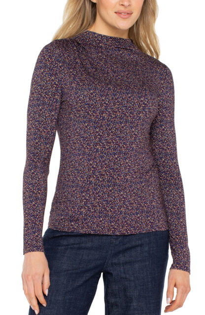Liverpool Mock Neck Top- Wine Berry Multi . Liverpool Style: LM8J04PK1P09