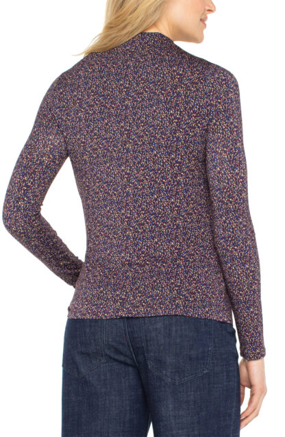 Liverpool Mock Neck Top- Wine Berry Multi . Liverpool Style: LM8J04PK1P09 Back