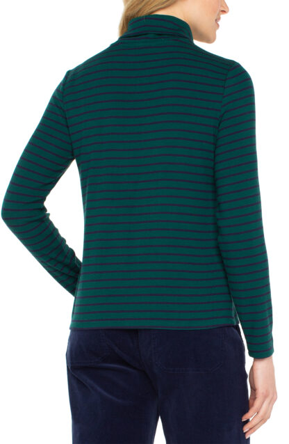 Liverpool Turtle Neck Top- Emerald/Navy Stripe.  Liverpool Style: LM8J19KA12 Back