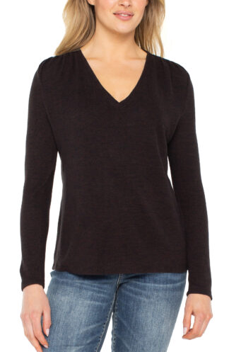 Liverpool Mock Neck Top- Java Melange . Liverpool Style: LM8J61KB10