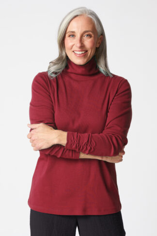 Habitat Ruched Turtle Neck- Wine . Habitat Style: 16412 WNE