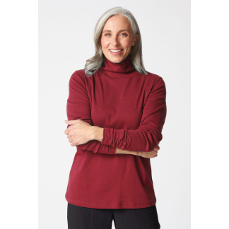 Habitat Ruched Turtle Neck- Wine . Habitat Style: 16412 WNE