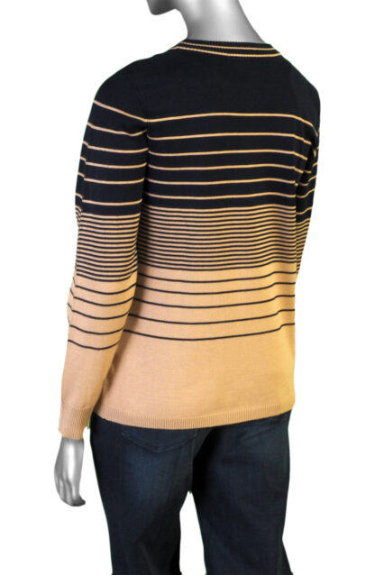Liverpool Crew Neck Sweater- Navy Tan Variegated Stripe. Liverpool Style: LM8H61SR14 Back