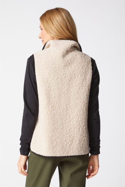 Habitat Reversible Faux Suede Allie Sherpa Vest- Dove . Habitat Style: 19903 Rear