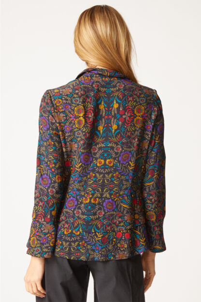 Habitat Off The Vine Flounce Bracelet Sleeve Shirt- Black . Habitat Style: 39120 BLK Back