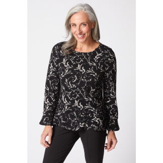 Habitat Jacquard Scroll Peplum Pullover- Dove . Habitat Style: 65900 DOV
