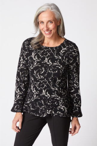 Habitat Jacquard Scroll Peplum Pullover- Dove . Habitat Style: 65900 DOV