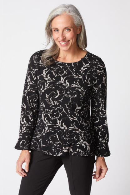 Habitat Jacquard Scroll Peplum Pullover- Dove . Habitat Style: 65900 DOV