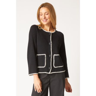 Habitat Yin Yang Contrast Stitch Cardigan- Black . Habitat Style: 81250