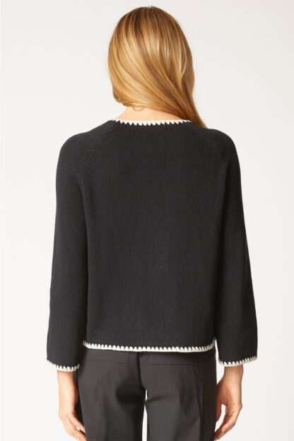 Habitat Yin Yang Contrast Stitch Cardigan- Black . Habitat Style: 81250 Back