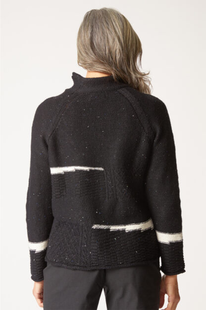 Habitat Harvest Tweed Mixed cable Stitch Pullover- Black . Habitat Style: 89101 Back