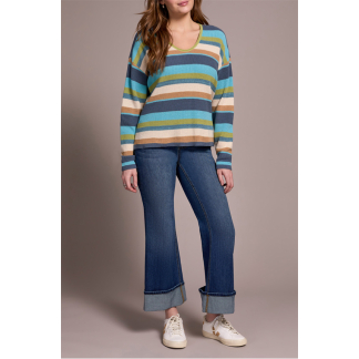 Tribal U Neck Sweater- Wasabi