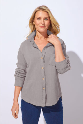 Escape Terry Anywhere Shacket- Fog . Escape Style: 28094 FOG