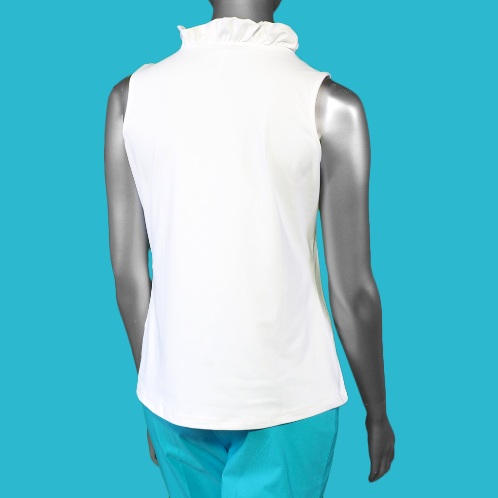 Lulu-B Ruffle Sleeveless Top- White - Image 2