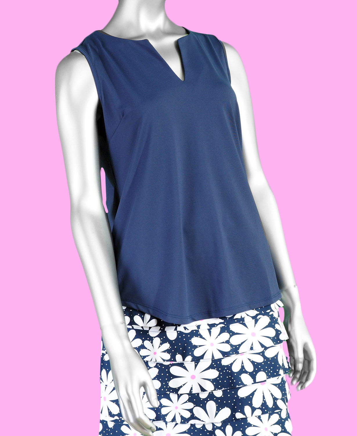 Lulu-B Key Hole Top- Navy