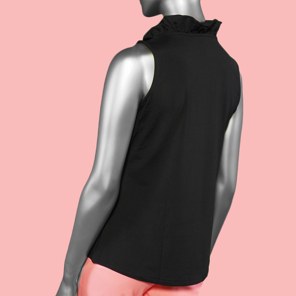 Lulu-B Ruffle Sleeveless Top- Black. Style: SPX0753S Black Back
