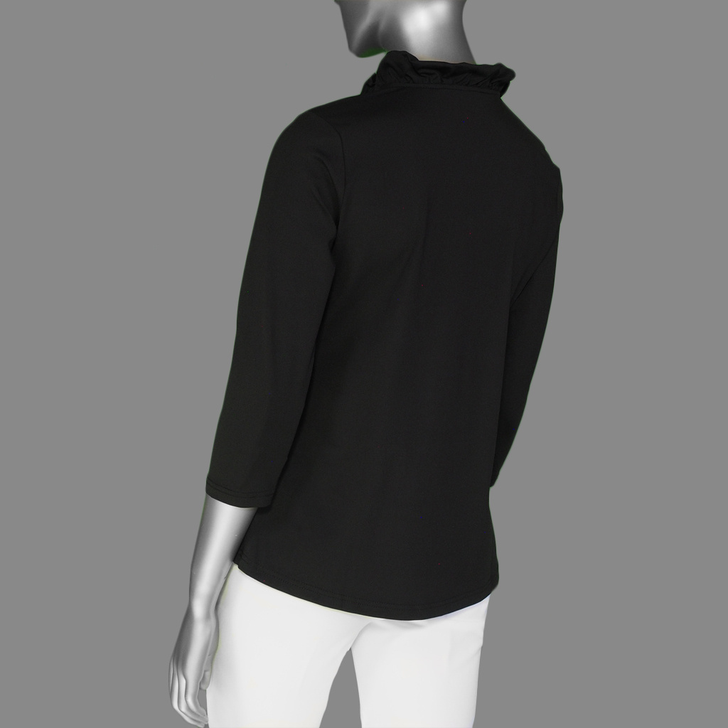 Lulu-B Ruffled Neck Top- Black . Style: SPX0792S Black Back