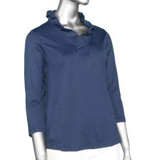 Lulu-B Ruffled Neck Top- Navy