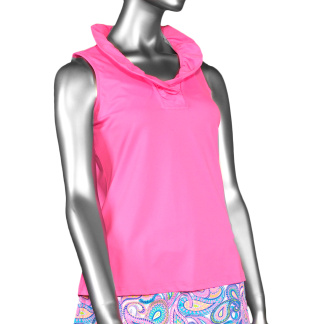 Lulu-B Ruffle Neck Sleeveless Top- Clear Pink
