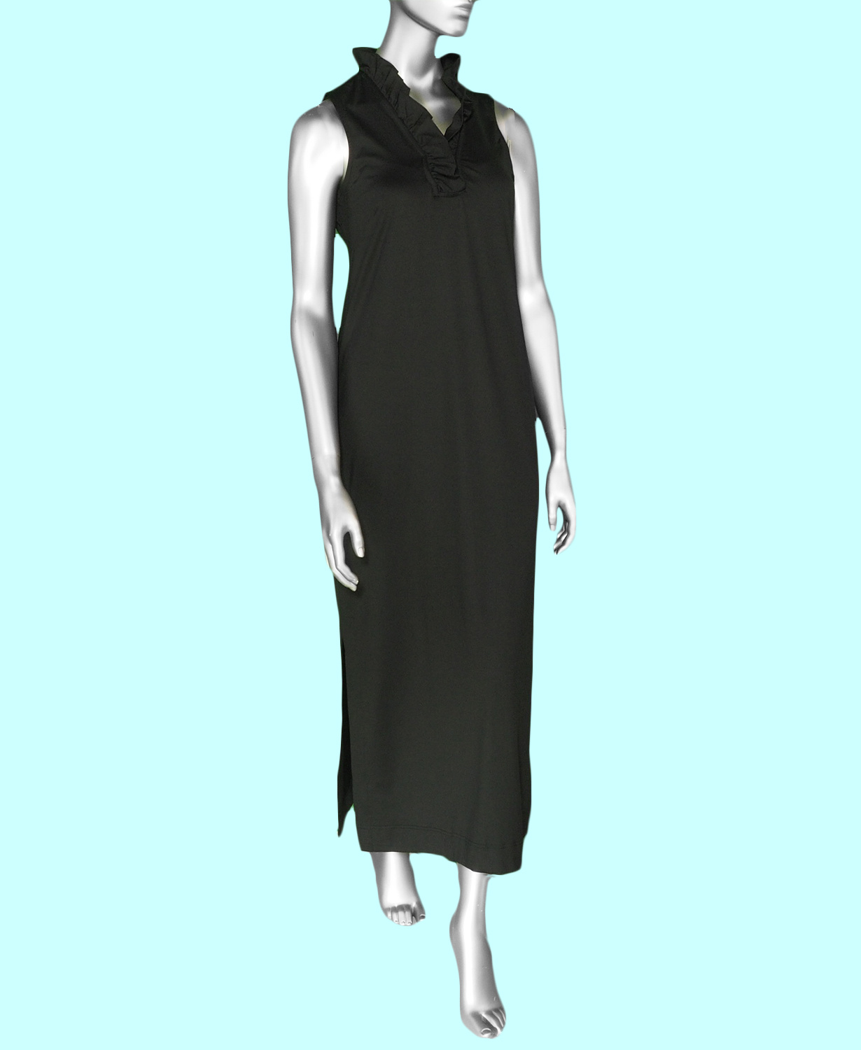 Lulu-B Ruffle Sleeveless Maxi Dress- Black . Style: SPX4473 BLK