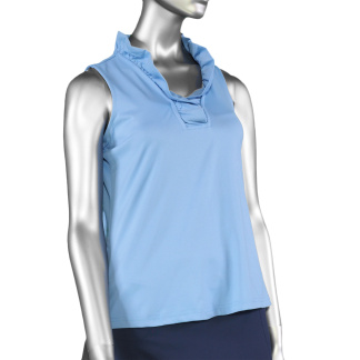 Lulu-B Ruffle Neck Sleeveless Top- Clear Peri