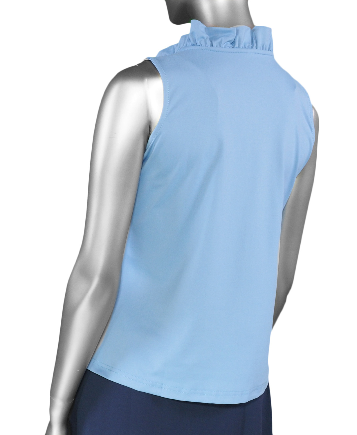 Lulu-B Ruffle Neck Sleeveless Top- Clear Peri - Image 2