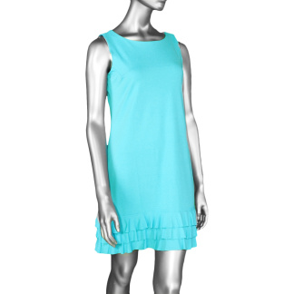 Lulu-B Ruffle Trim Sleeveless Dress- Clear Turquoise