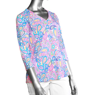 Lulu-B V-Neck Top- Paisley