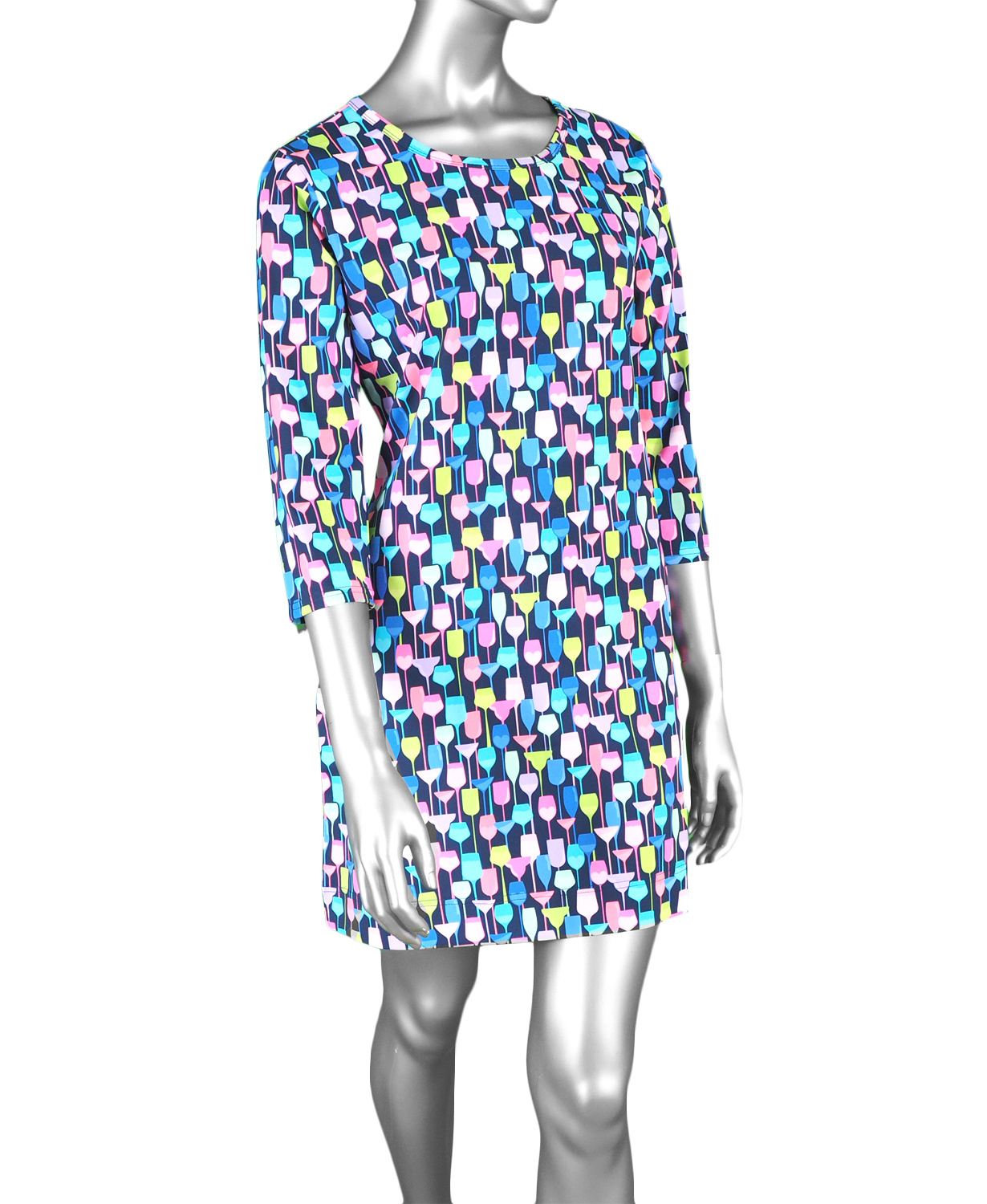 Lulu-B Travel Dress- Wine Glass on Navy