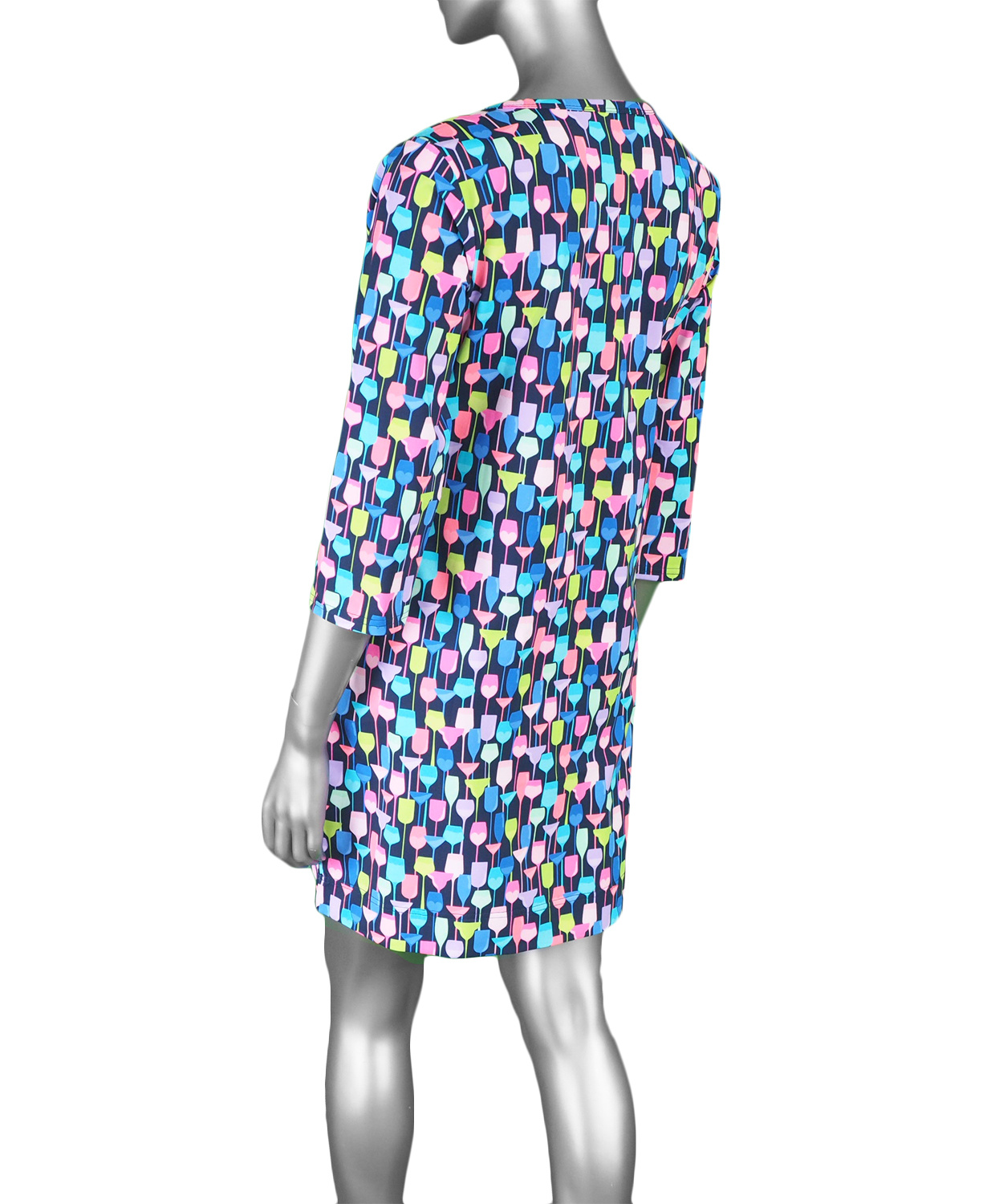 Lulu-B Travel Dress- Wine Glass on Navy - Image 2