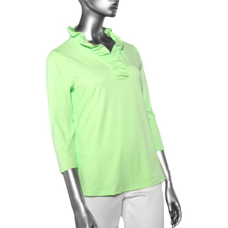 Lulu-B Ruffled Neck Top- Clear Lime