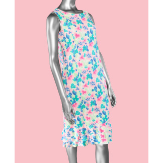 Lulu-B Ruffle Dress Mid Calf- Multi Flower