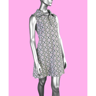 Lulu-B Swing Dress- Geometric Pink Black & White
