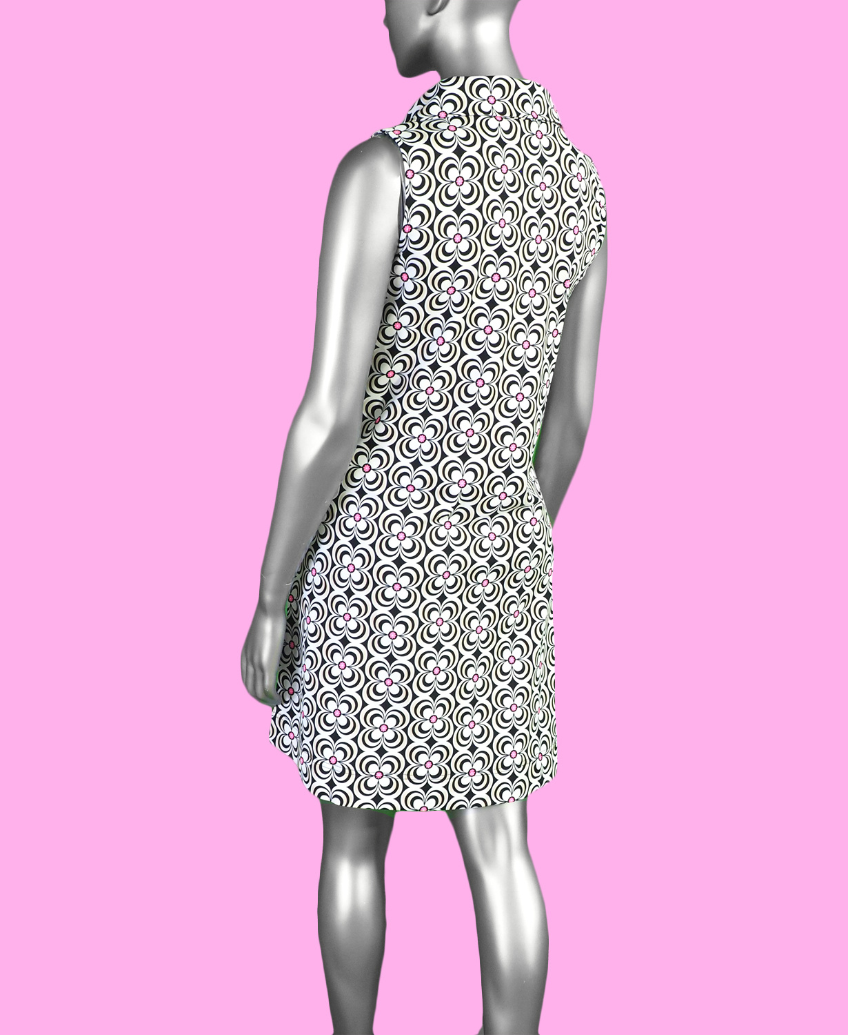 Lulu-B Swing Dress- Geometric Pink Black & White - Image 2