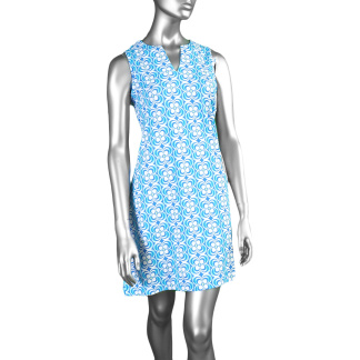 Lulu-B Open Cut Dress- Daisy Geometric Peri-Turquoise