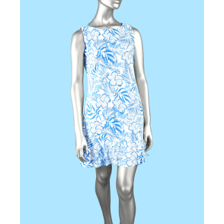 Lulu-B Ruffle Trim Dress- Spring Bouquet Deep Sea