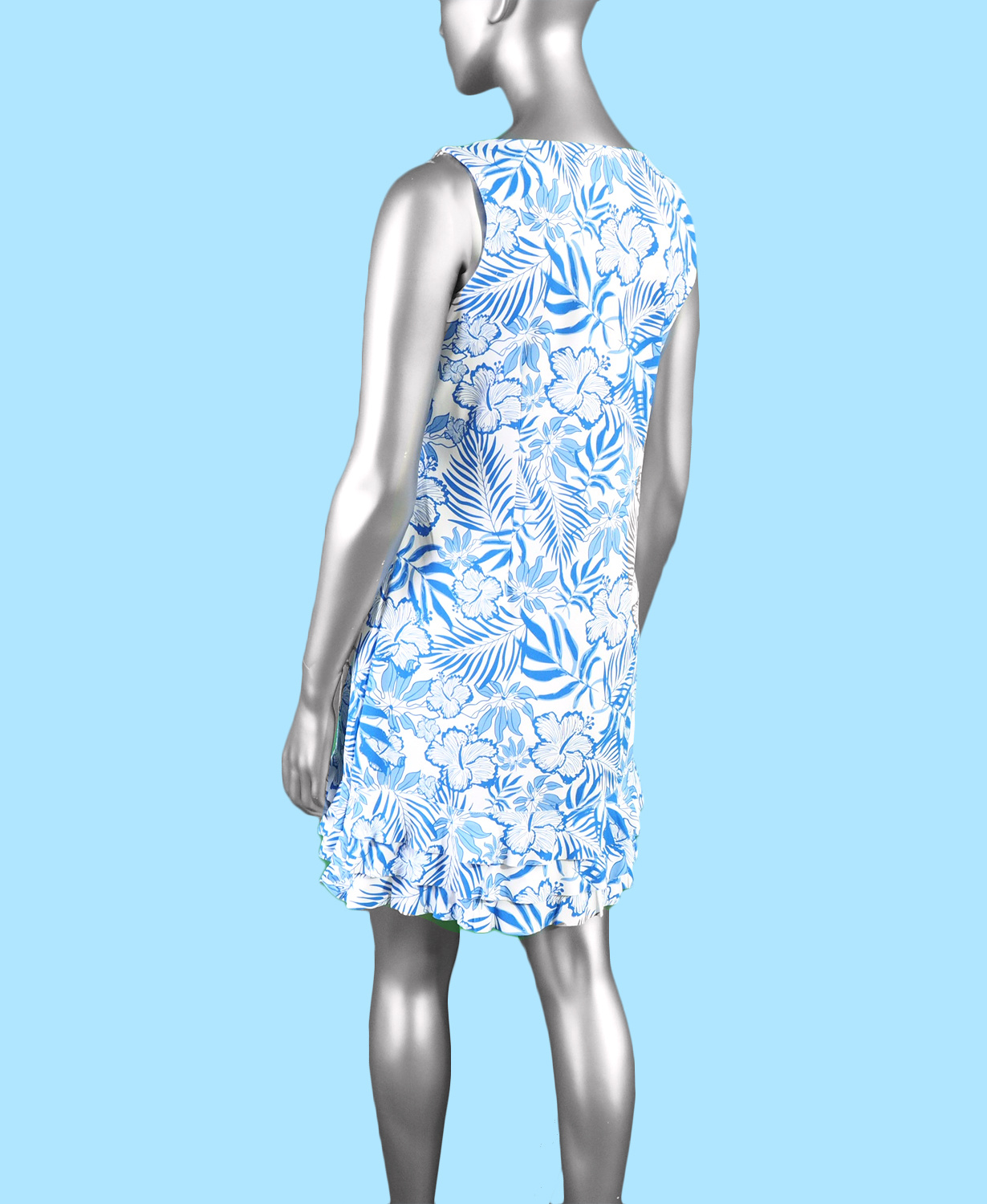 Lulu-B Ruffle Trim Dress- Spring Bouquet Deep Sea - Image 2