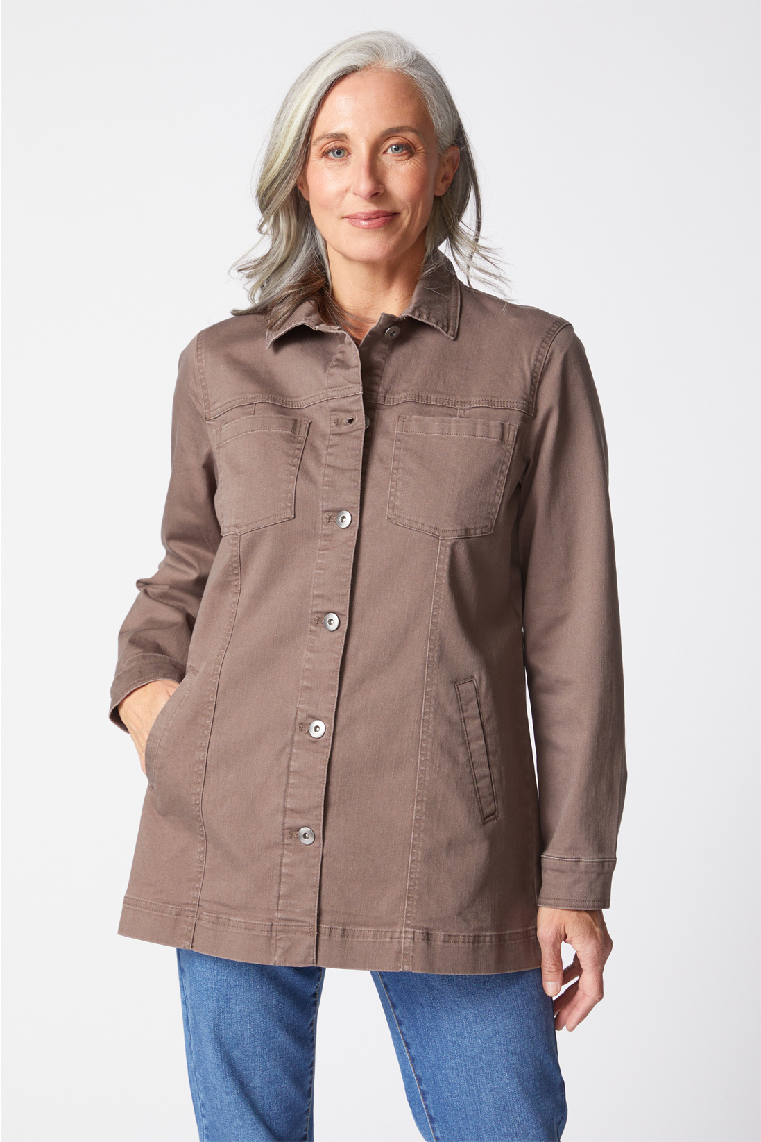 Habitat Stretch Denim Boyfriend Jacket- Truffle
