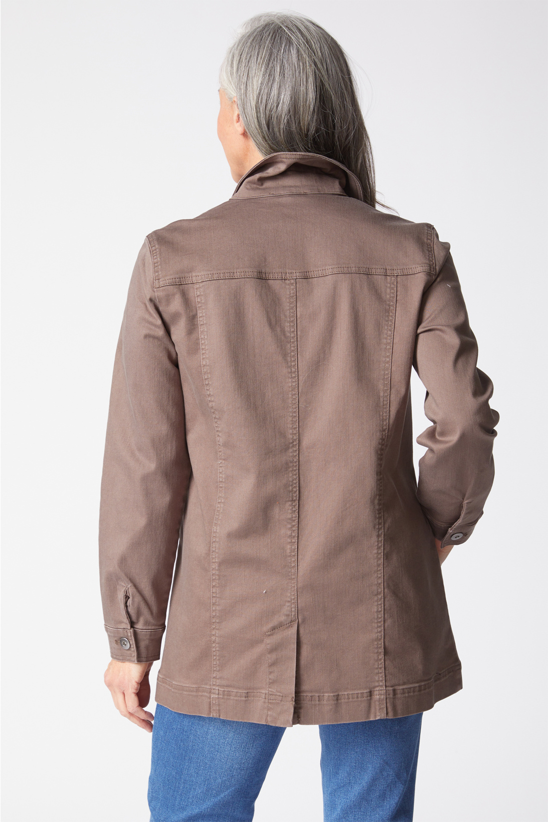 Habitat Stretch Denim Boyfriend Jacket- Truffle - Image 2