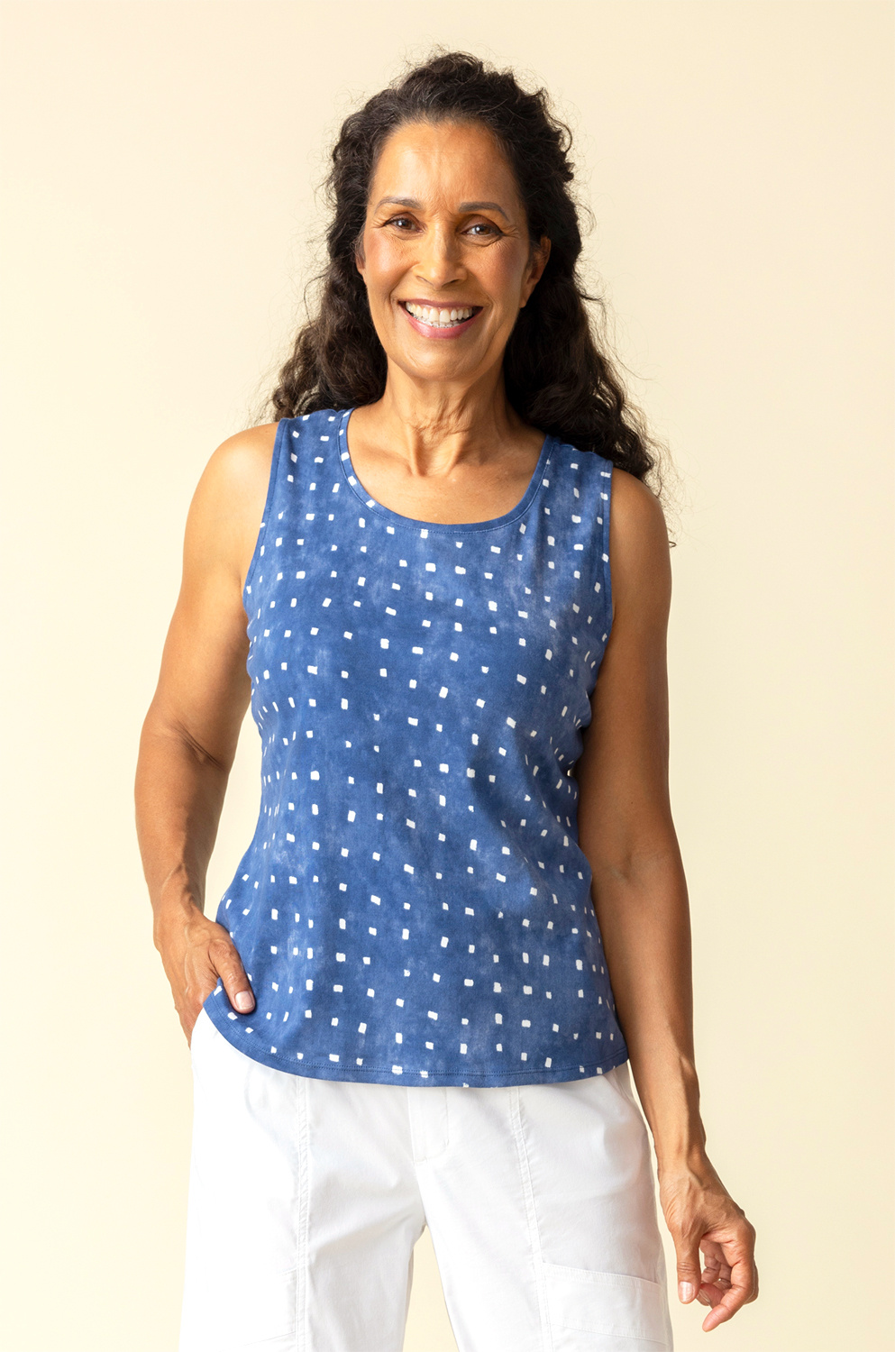 Habitat Cozy Rib Tile Layering Tank- Indigo