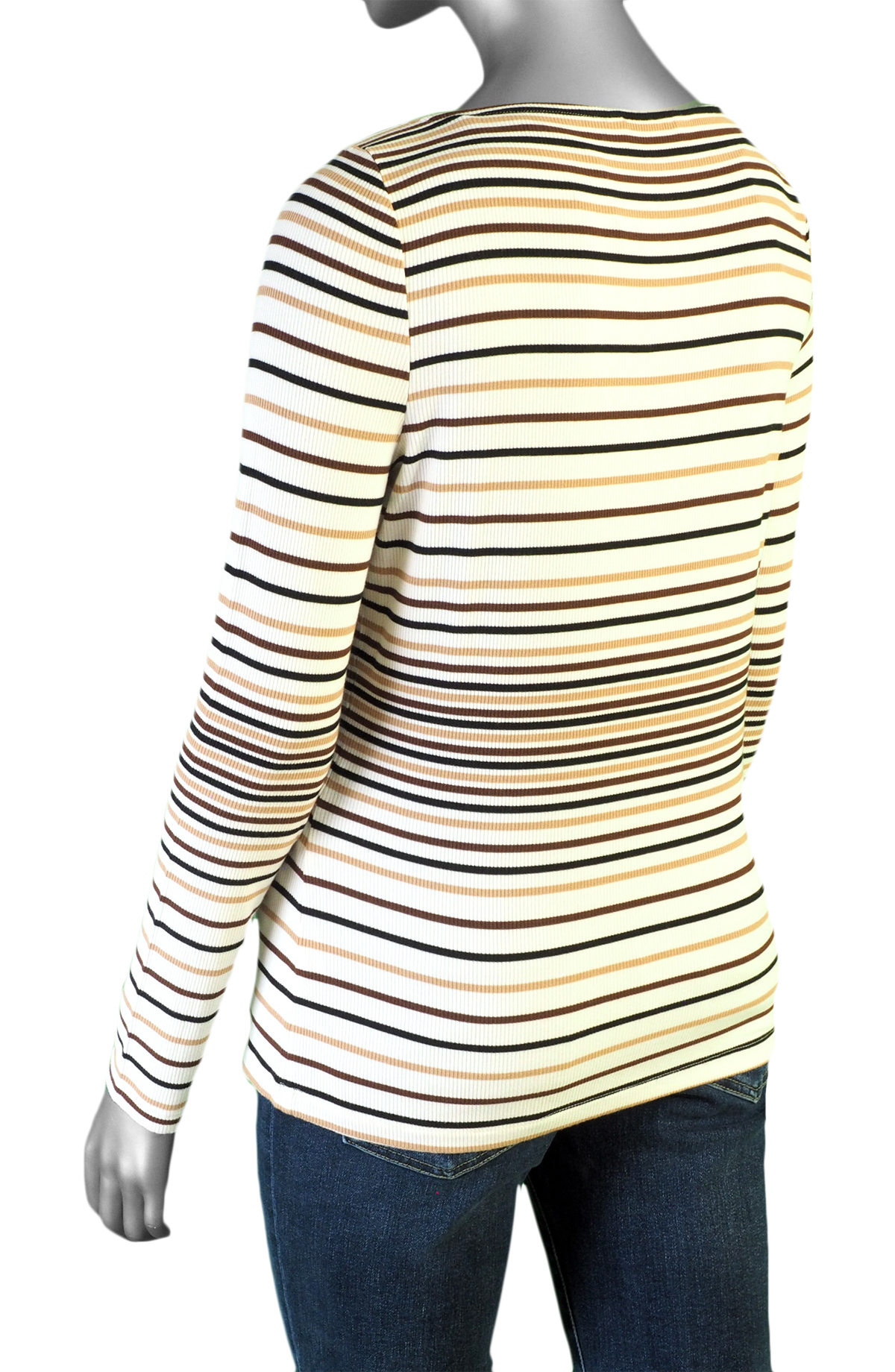 Liverpool Boat Neck Knit Top- Multi Stripe - Image 2