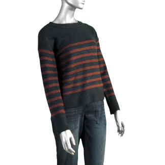 Liverpool Drop Shoulder Sweater- Burgundy/Navy Stripe