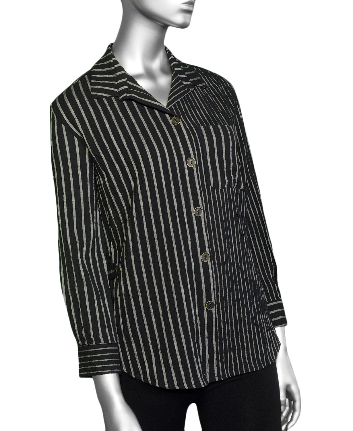 Habitat Santorini Striped Shirt- Black