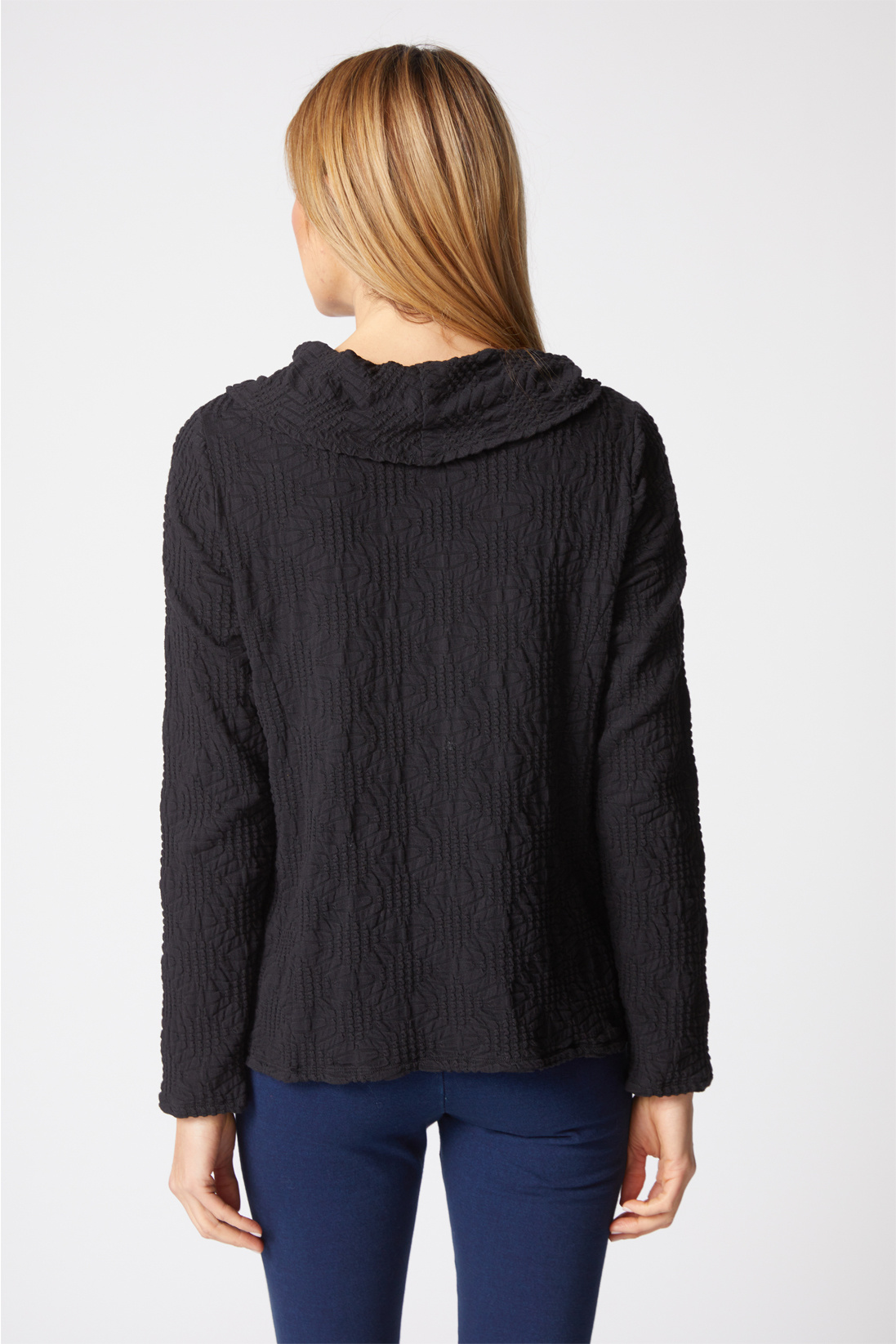 Habitat Sunburst Knit Cowl Seamed Tee- Black - Image 2