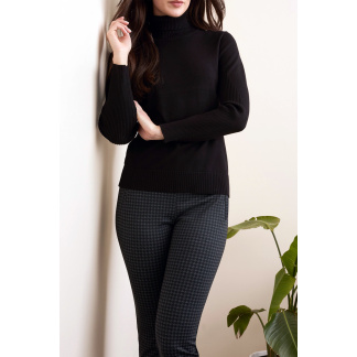 Tribal  Long Sleeve Turtle Neck Sweater- Black