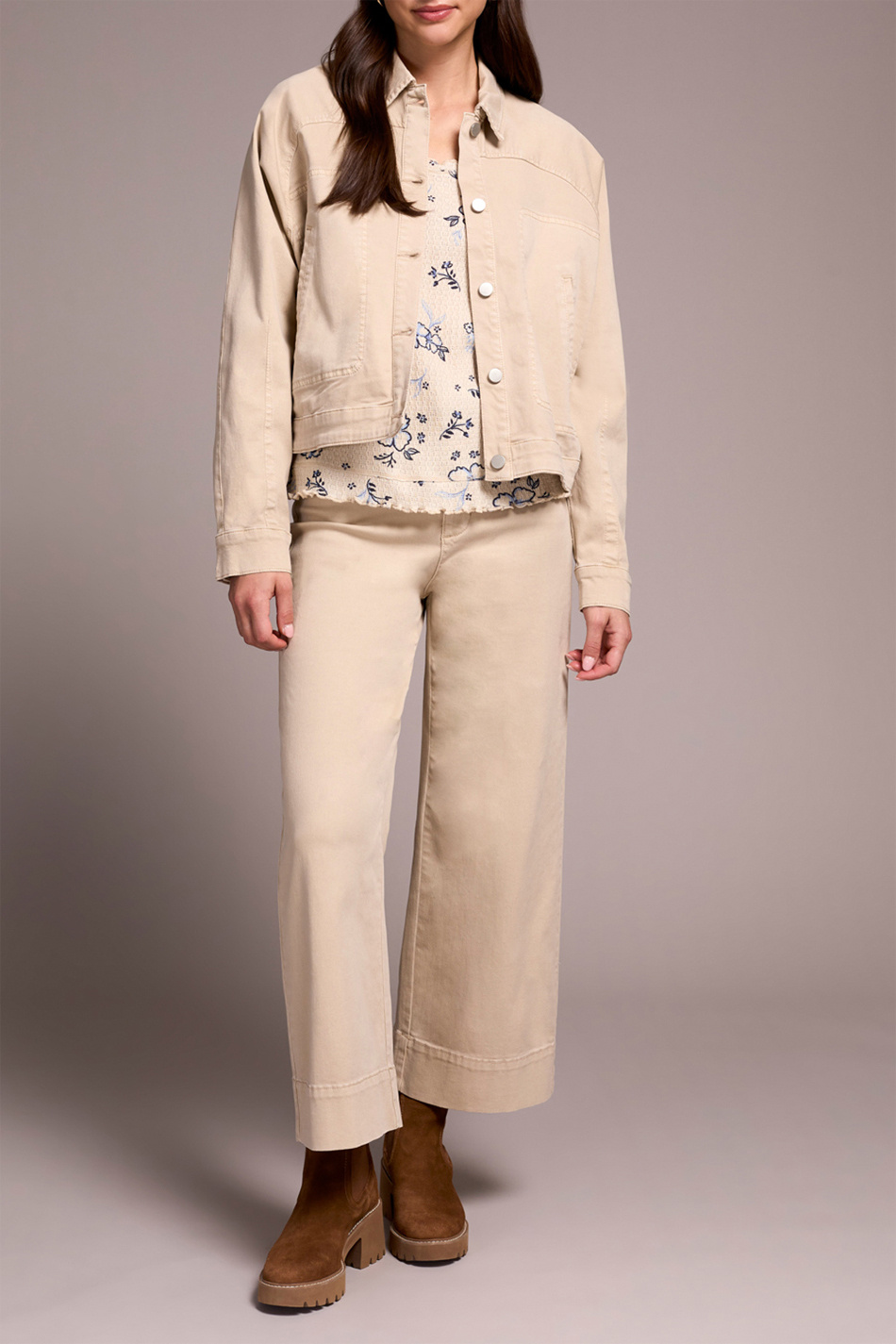 Tribal Raglan Button Front Jacket- Sandstone