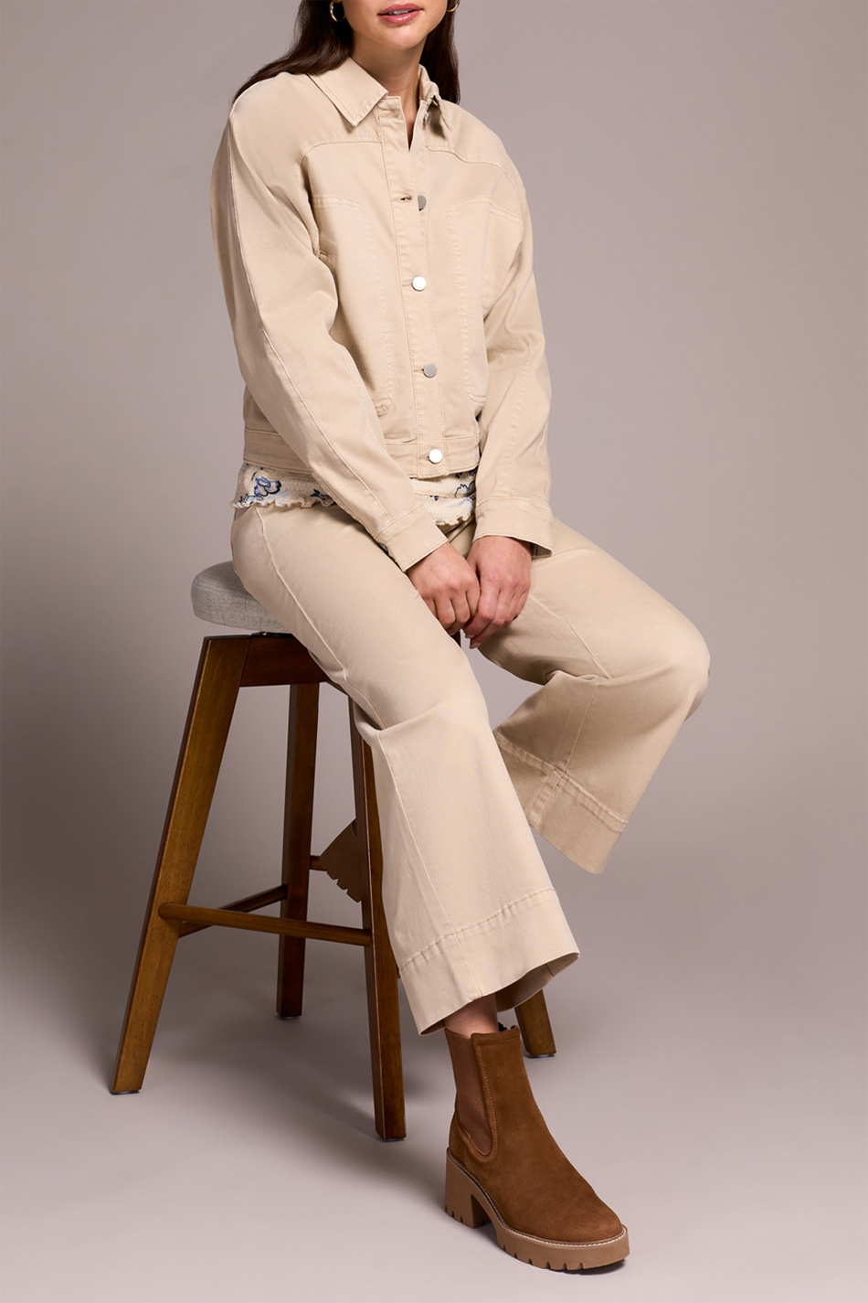 Tribal Raglan Button Front Jacket- Sandstone - Image 3