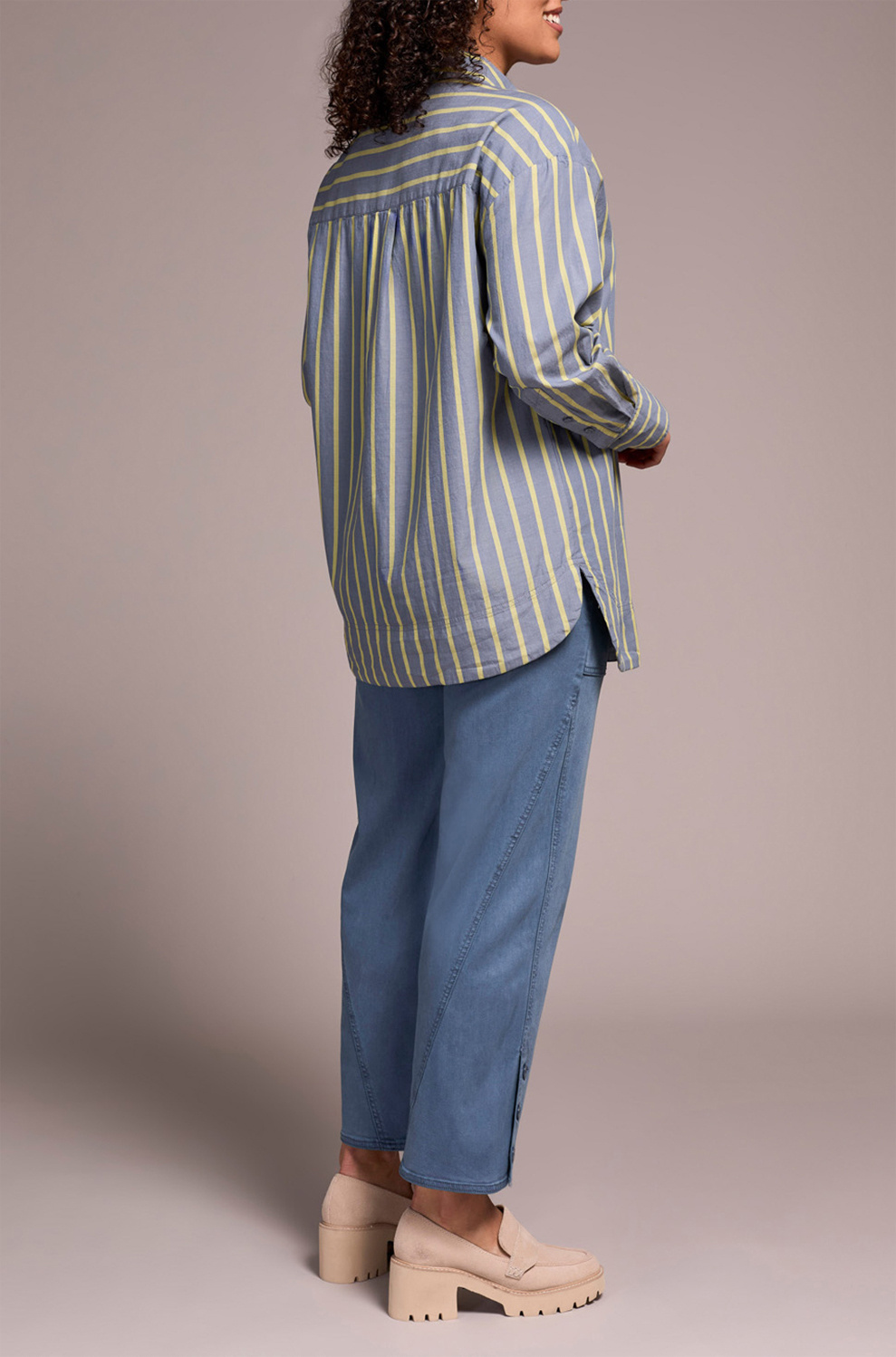 Tribal Button Front Shirt- Slate Blue - Image 2